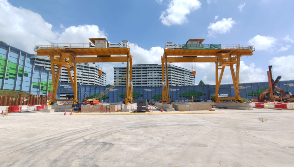 Two big cranes used on an outdoor operation