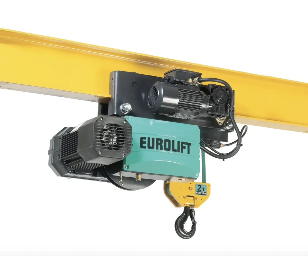 A lifting hoist attached to a crane