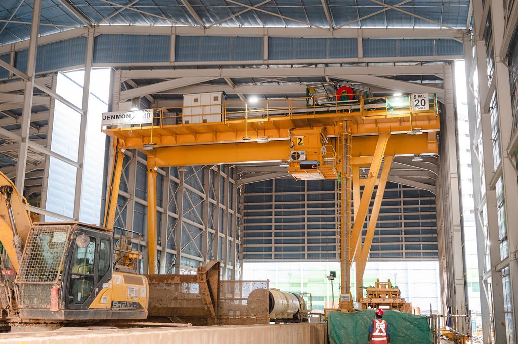 Jenmon 50T gantry crane installed by Samsung C&T on LTA civil works
